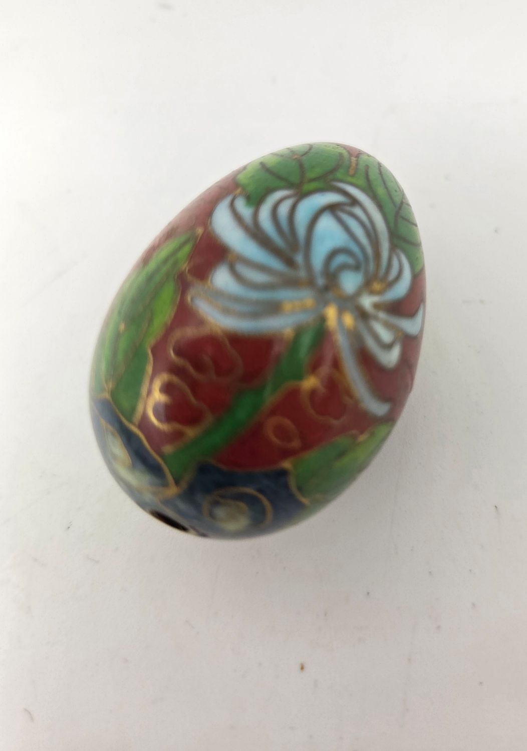 Red Floral Enamel Mini Cloisonne Egg