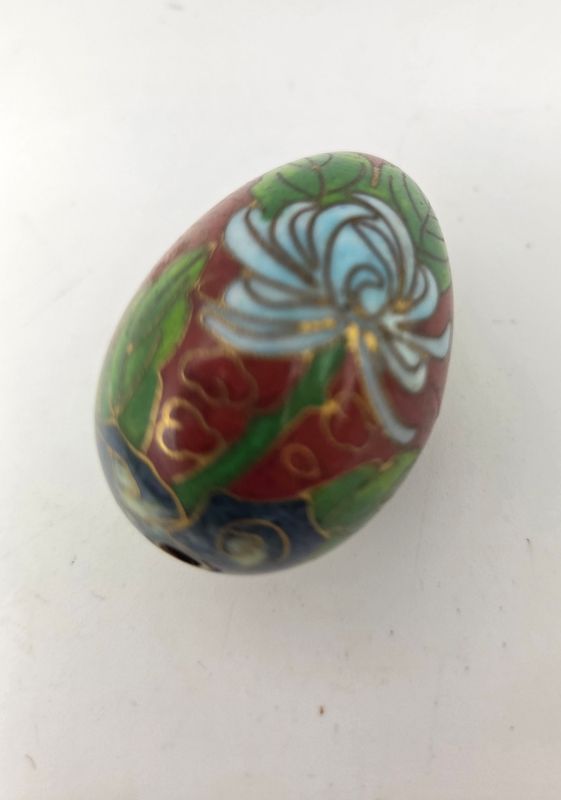Red Floral Enamel Mini Cloisonne Egg