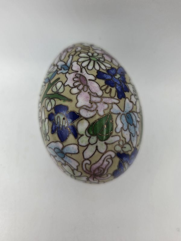 Cream Floral Enamel Mini Cloisonne Egg