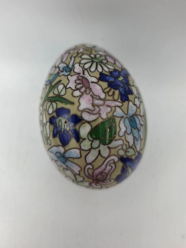 Cream Floral Enamel Mini Cloisonne Egg