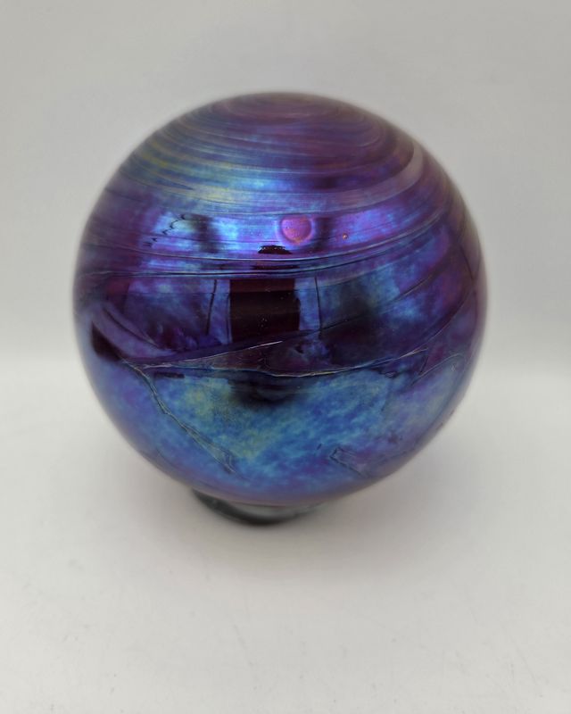 Iridescent Purple Blue Art Glass Orb