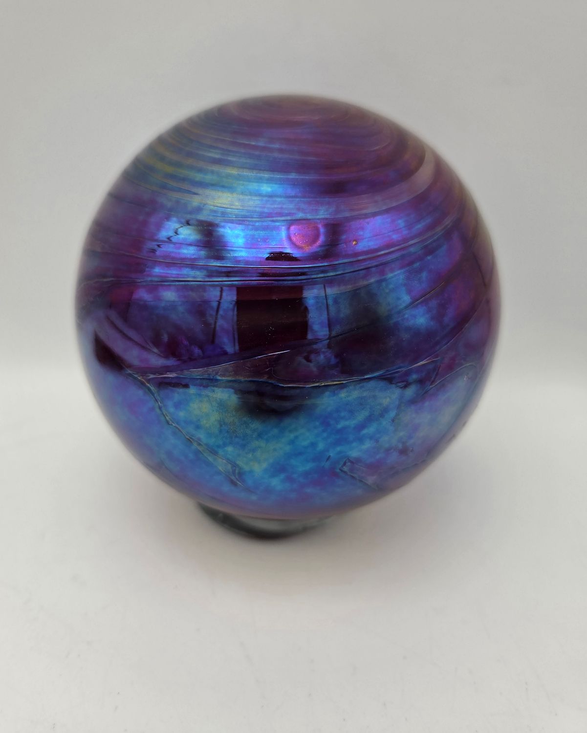 Iridescent Purple Blue Art Glass Orb