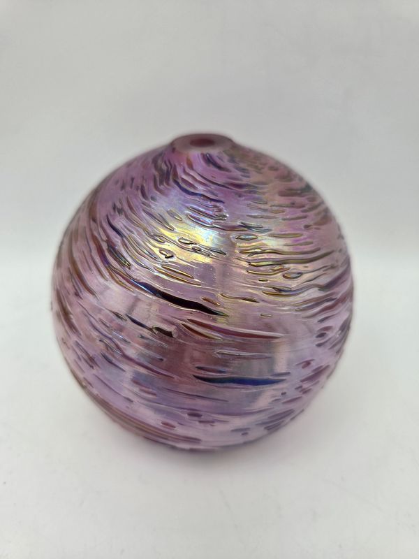 Pink Swirl Iridescent Glass Orb