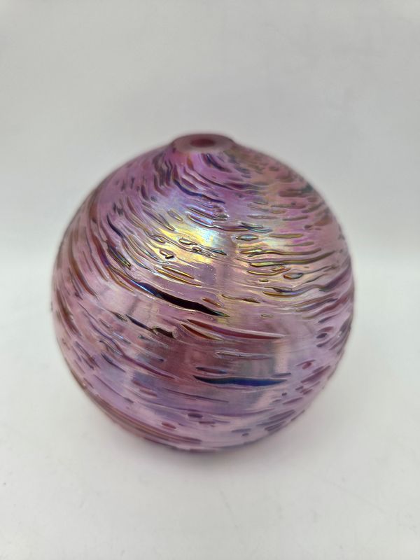 Pink Swirl Iridescent Glass Orb