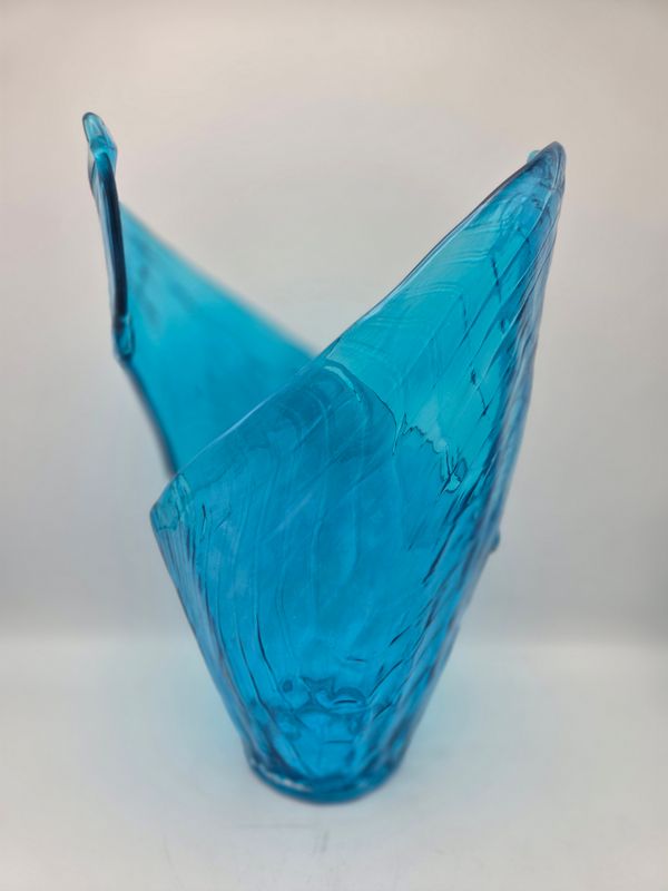 Twisted Turquoise Sculptural Glass Vase