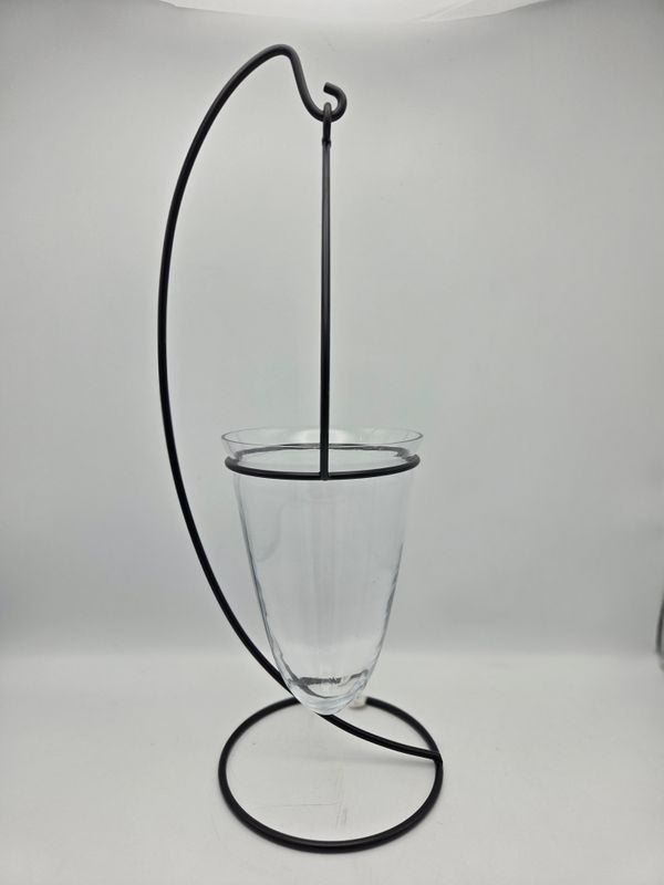 Tall Hanging Glass Metal Hurricane Vase