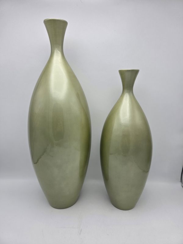 Pair of Modern Green Bottle Vases