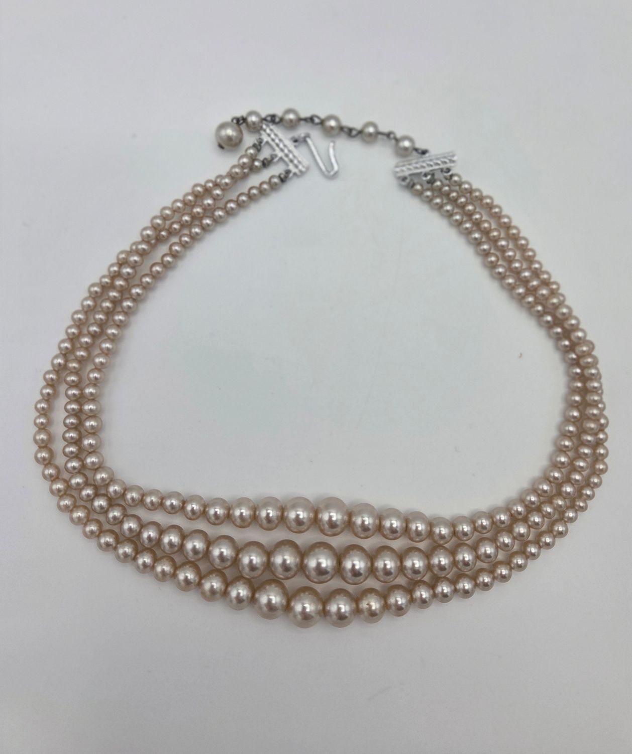 Graduated Pearl 3 Strand Necklace