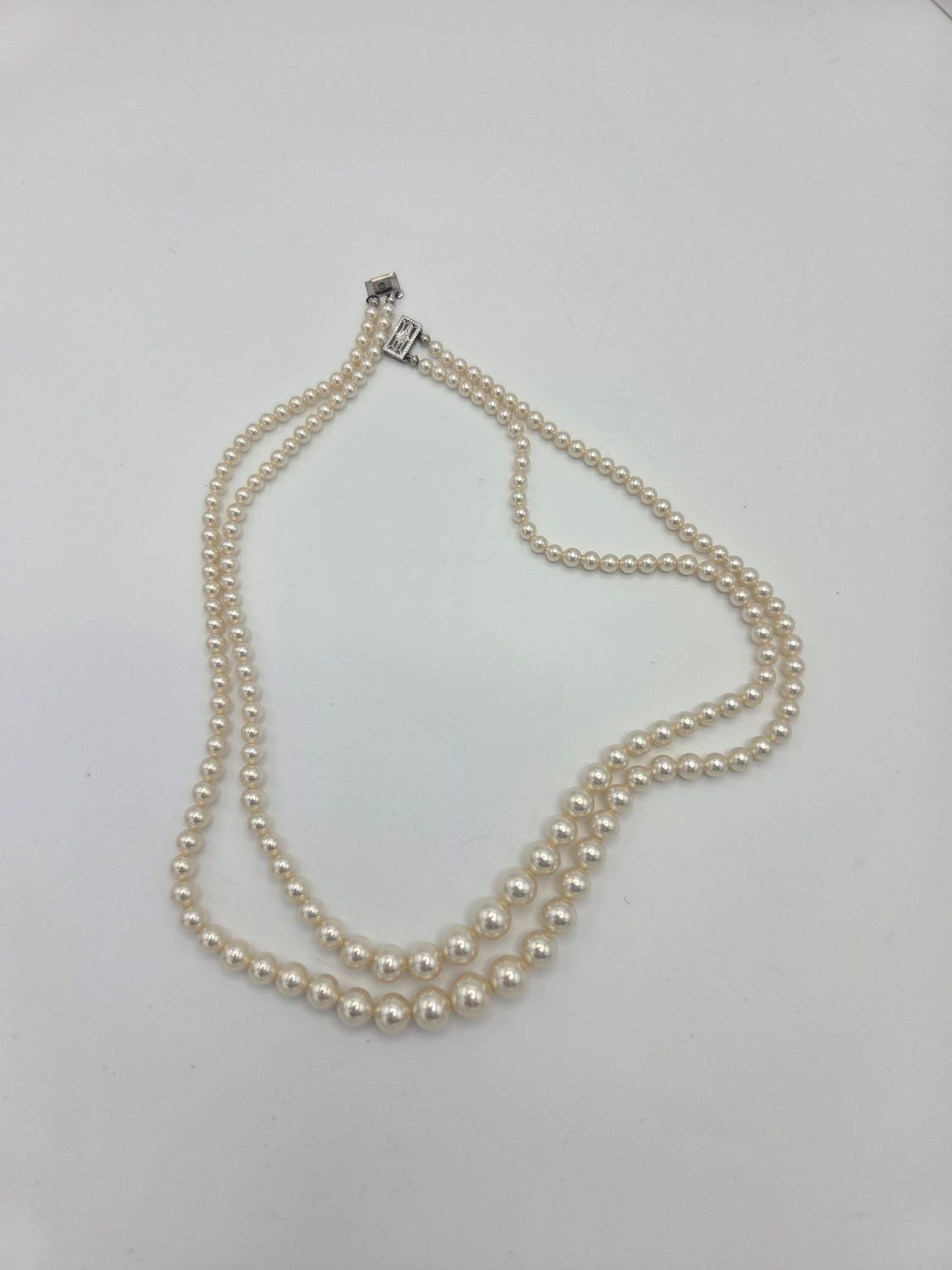10K M Double Strand Faux Pearl Necklace