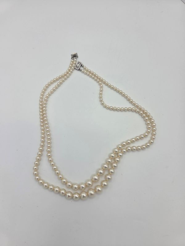 10K M Double Strand Faux Pearl Necklace