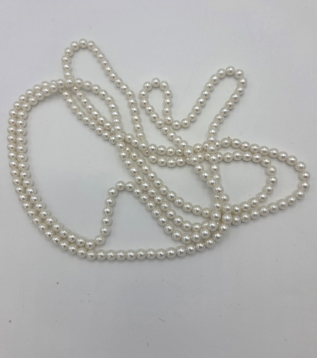 Long Classic White Faux Pearl Necklace