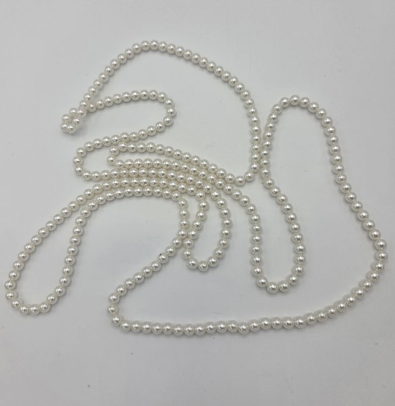 Long Single Strand Faux Pearl Necklace