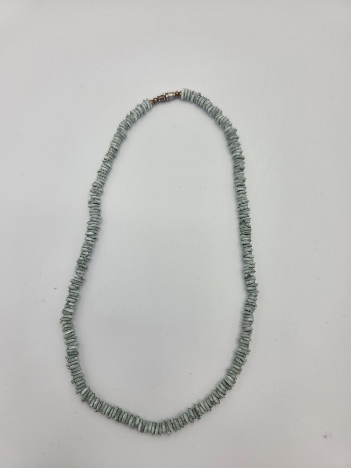 Gray White Heishi Bead Necklace