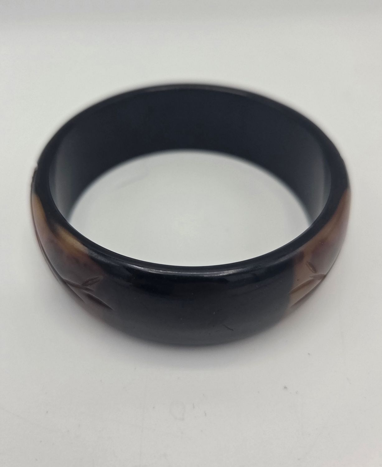 Black Flower Bangle Bracelet