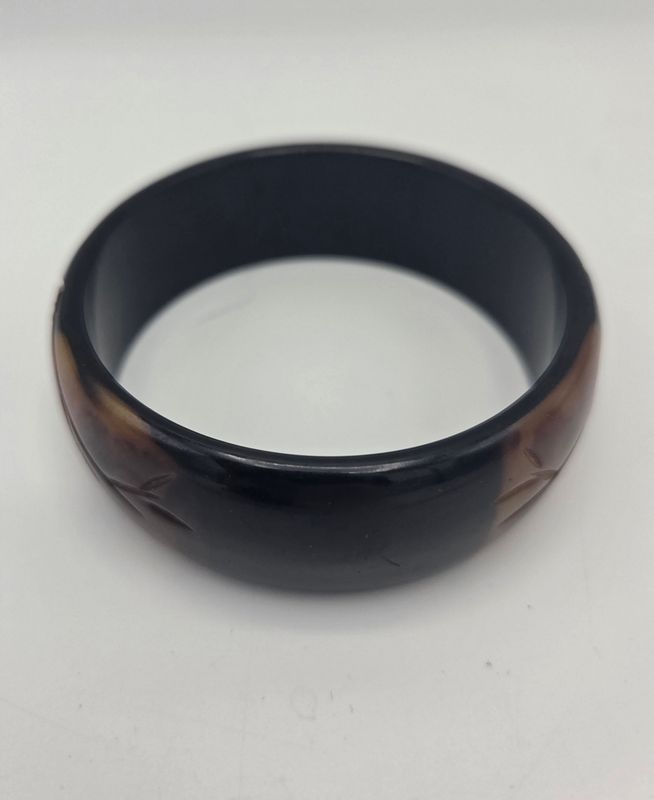 Black Flower Bangle Bracelet