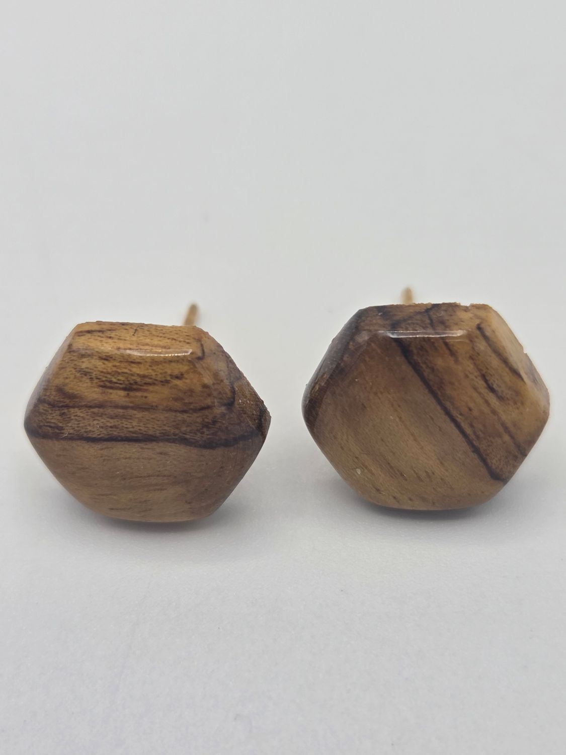 Small Hexagon Wood Stud Earrings