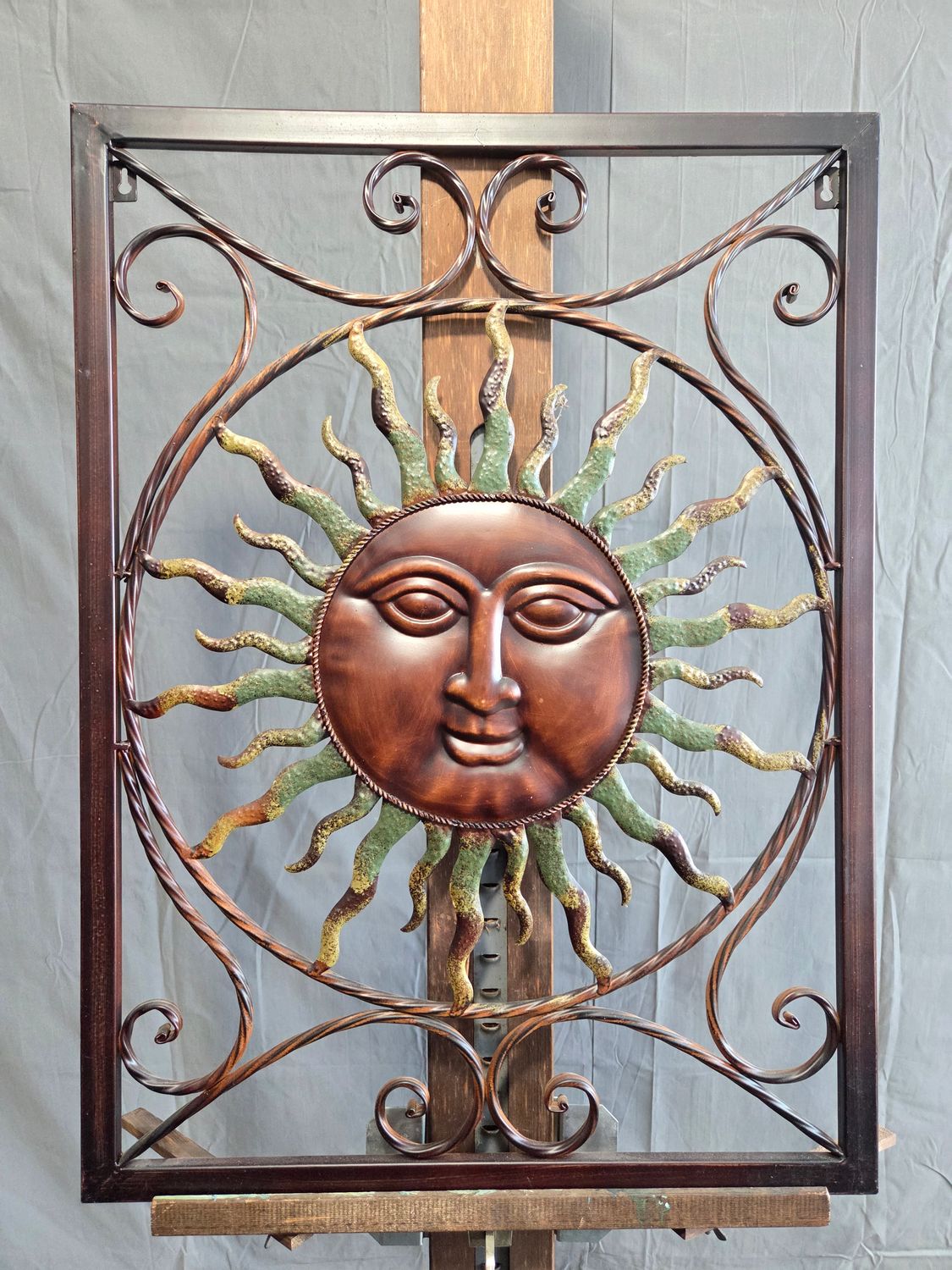 Celestial Sun Face Metal Wall Art Panel