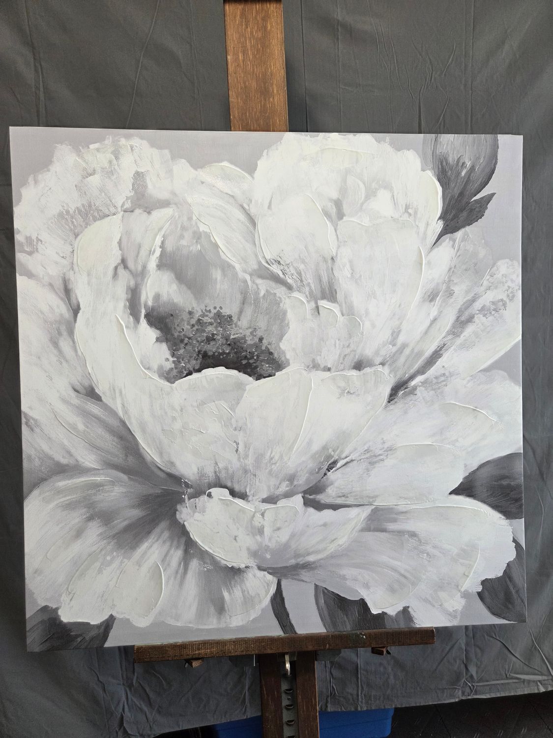 White &amp; Gray Peony Canvas