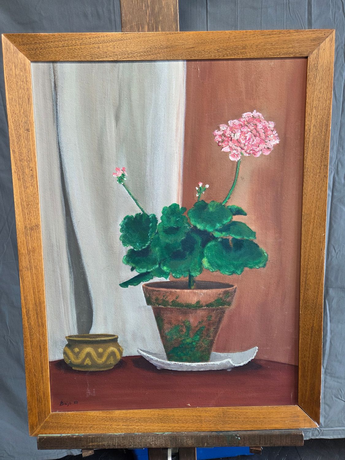 Vintage 1963 Signed “Bajo” Geranium
