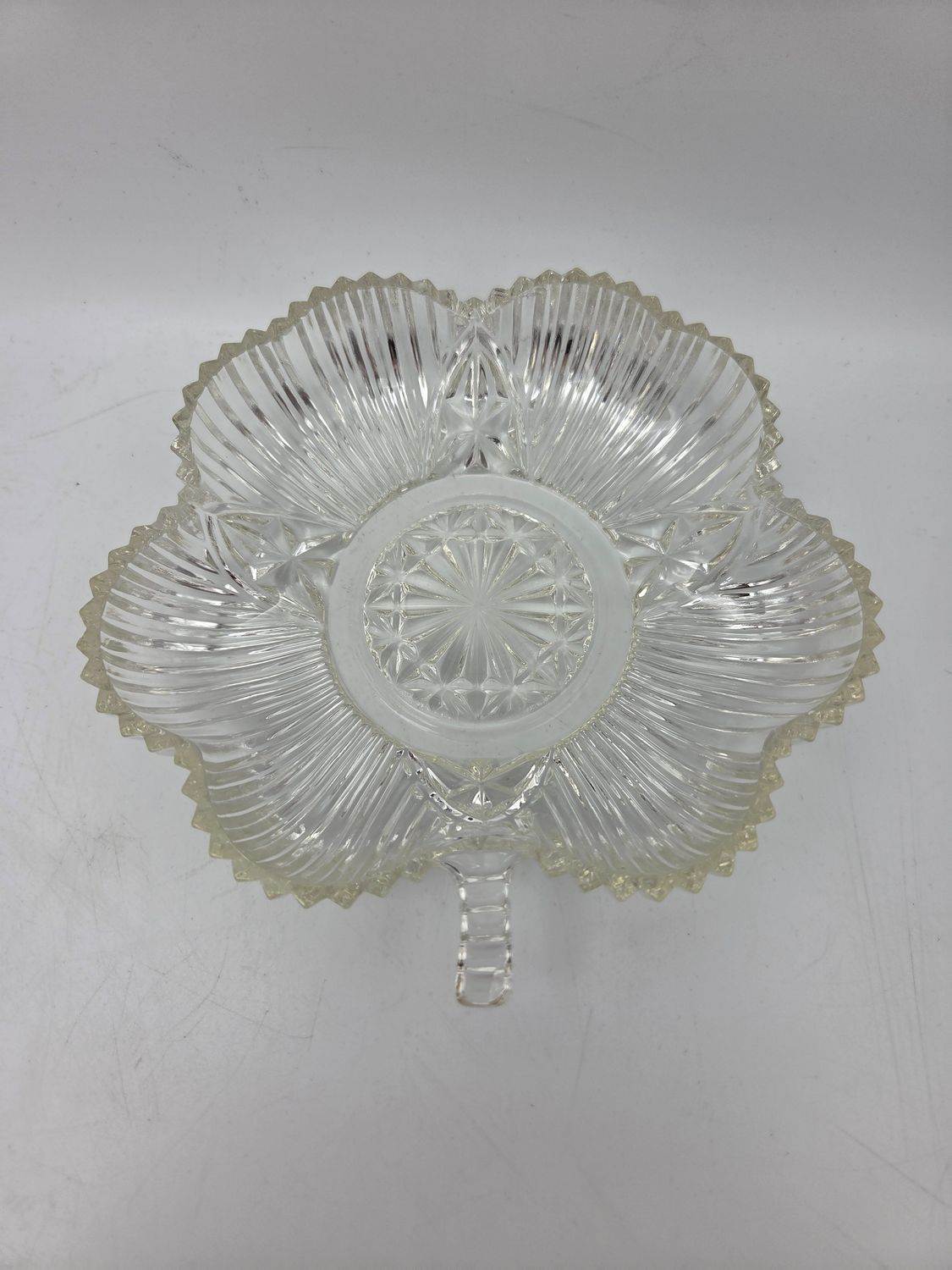 Clear Glass Leaf-Shaped Relish Dish