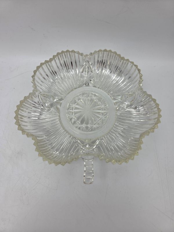 Clear Glass Leaf-Shaped Relish Dish