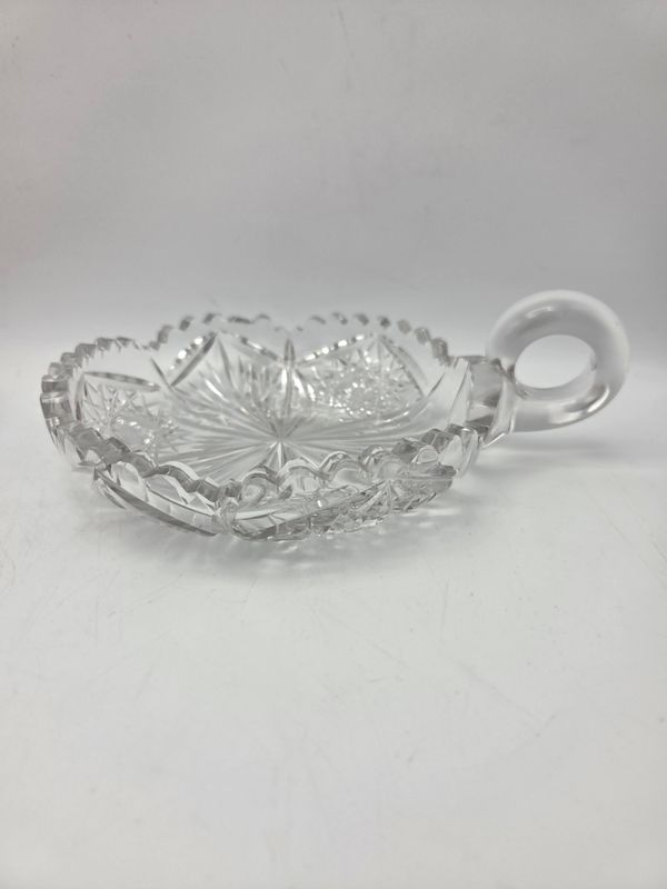 Clear Cut Crystal Ring Handle Dish