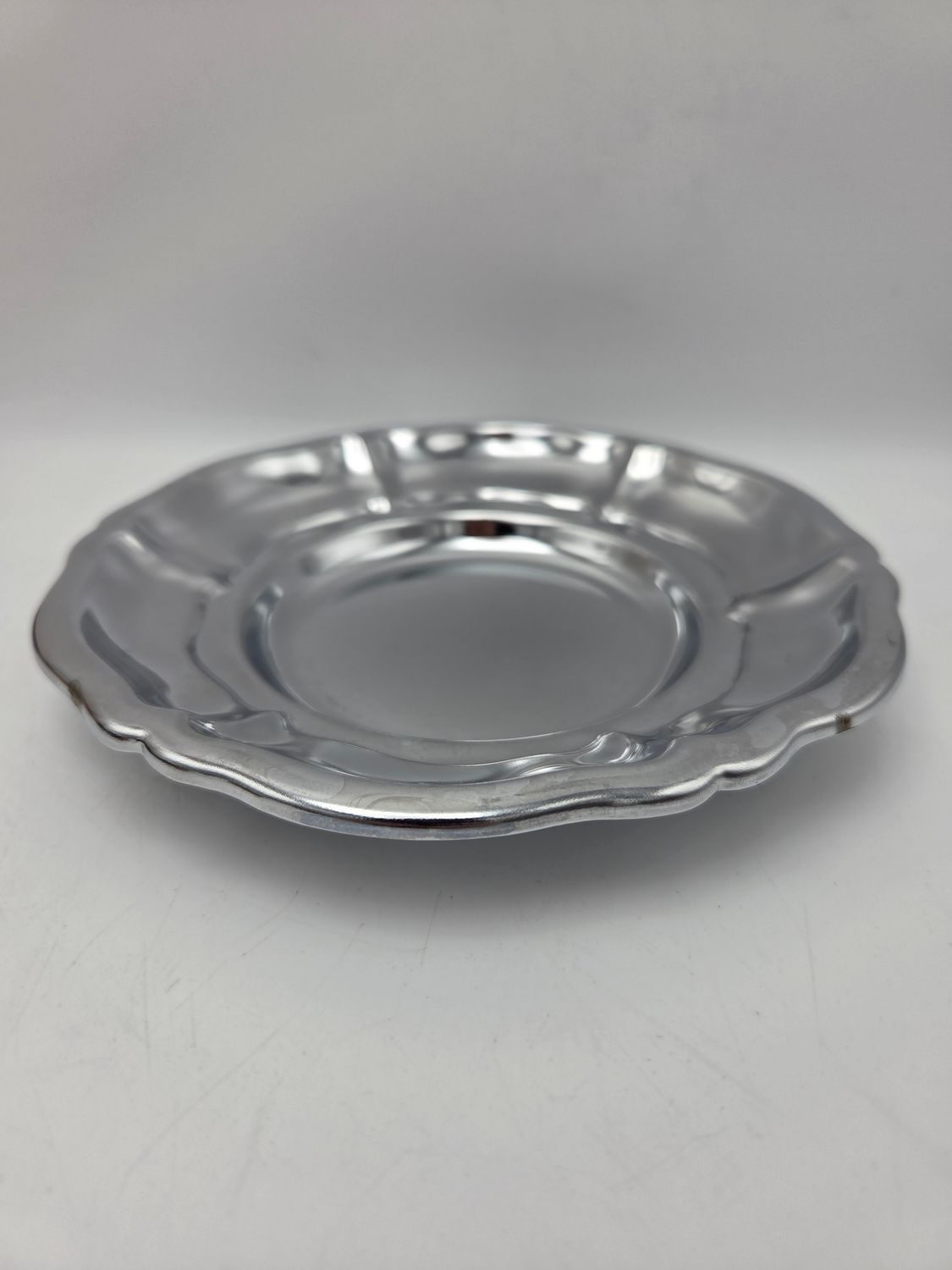 Vint Silver-Tone Scalloped Serving Plate