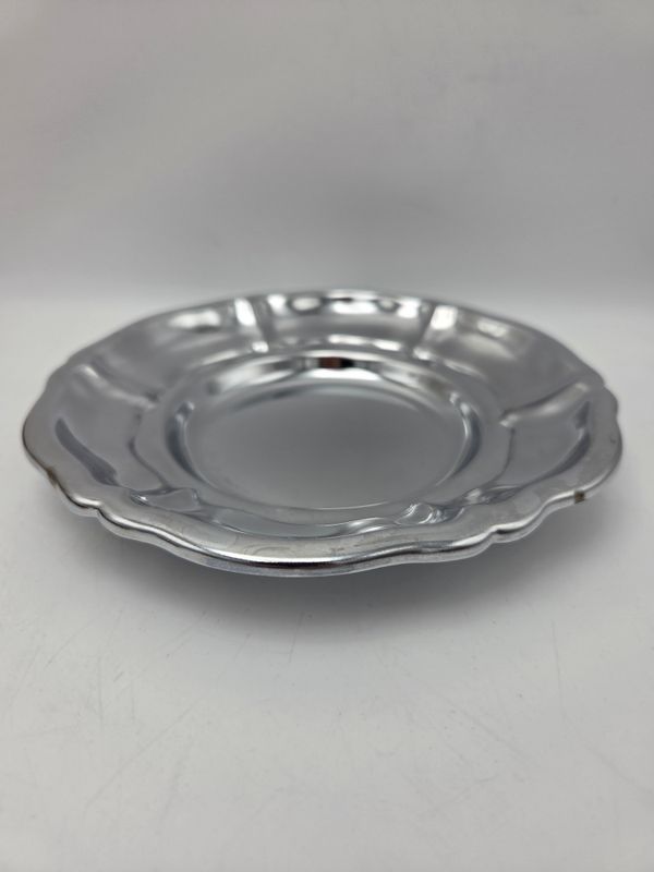 Vint Silver-Tone Scalloped Serving Plate