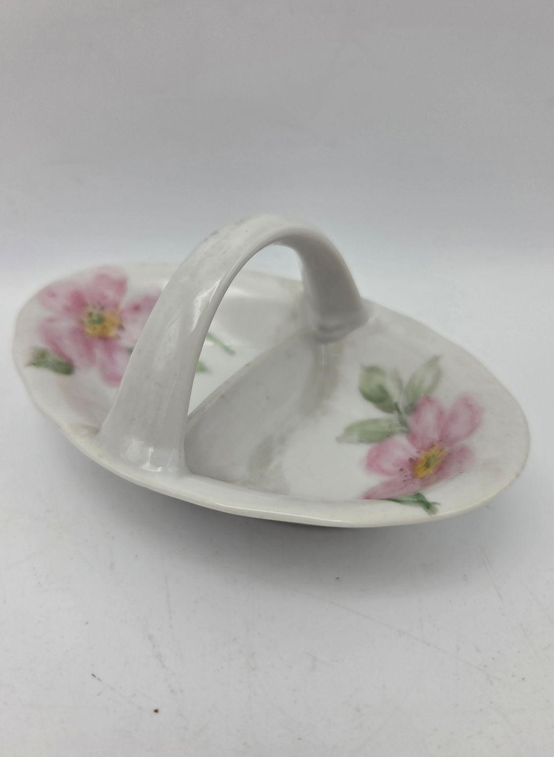 1964 Porcelain Basket Trinket Dish