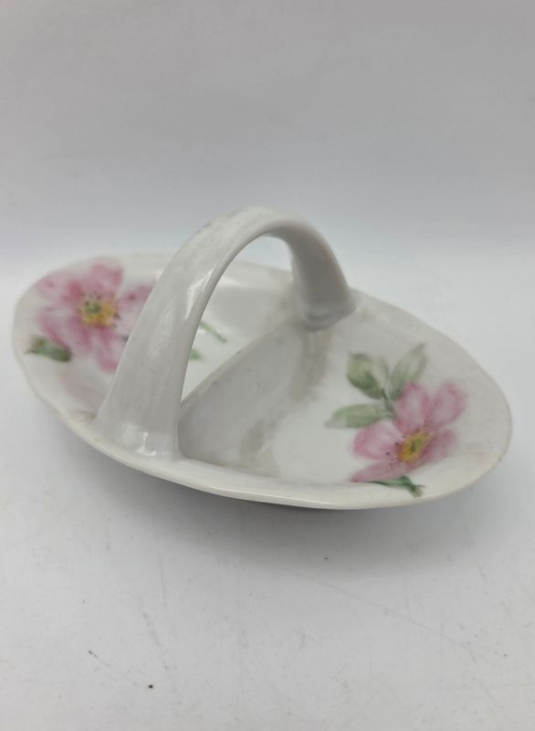 1964 Porcelain Basket Trinket Dish