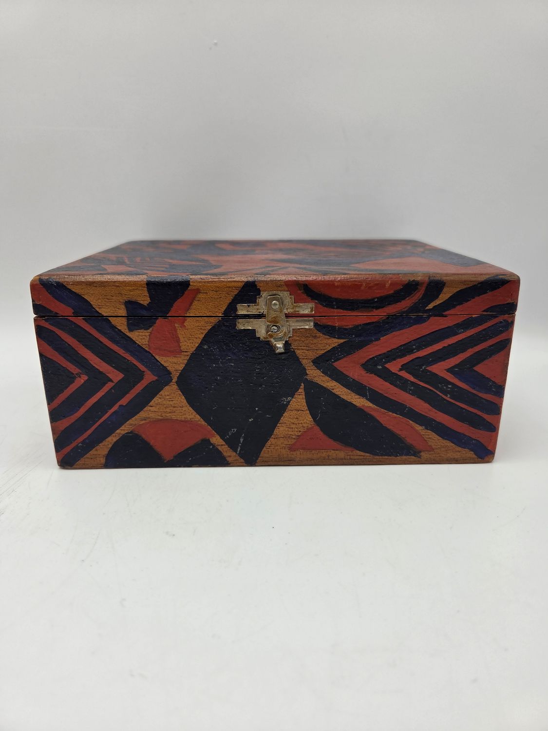 Black &amp; Red Painted Wooden Box