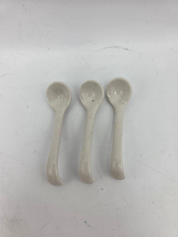 Set of 3 White Porcelain Mini Spoons