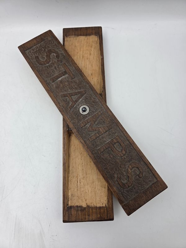 Wood Stamps Storage Box Pivot Lid