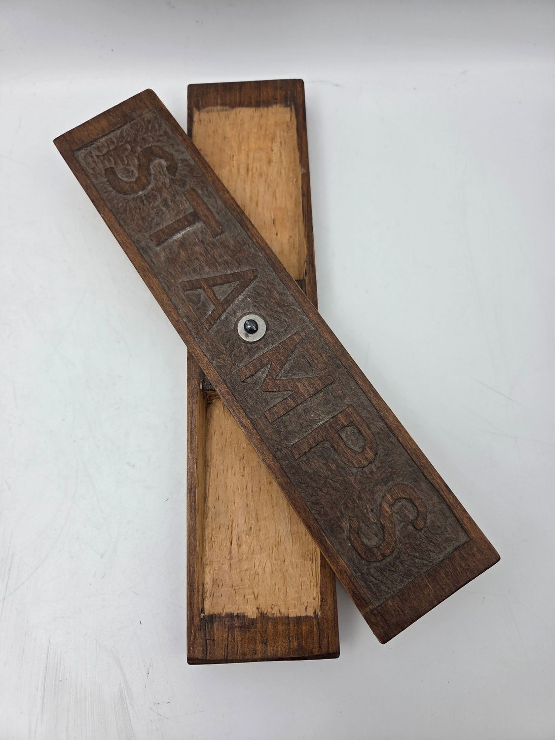 Wood Stamps Storage Box Pivot Lid