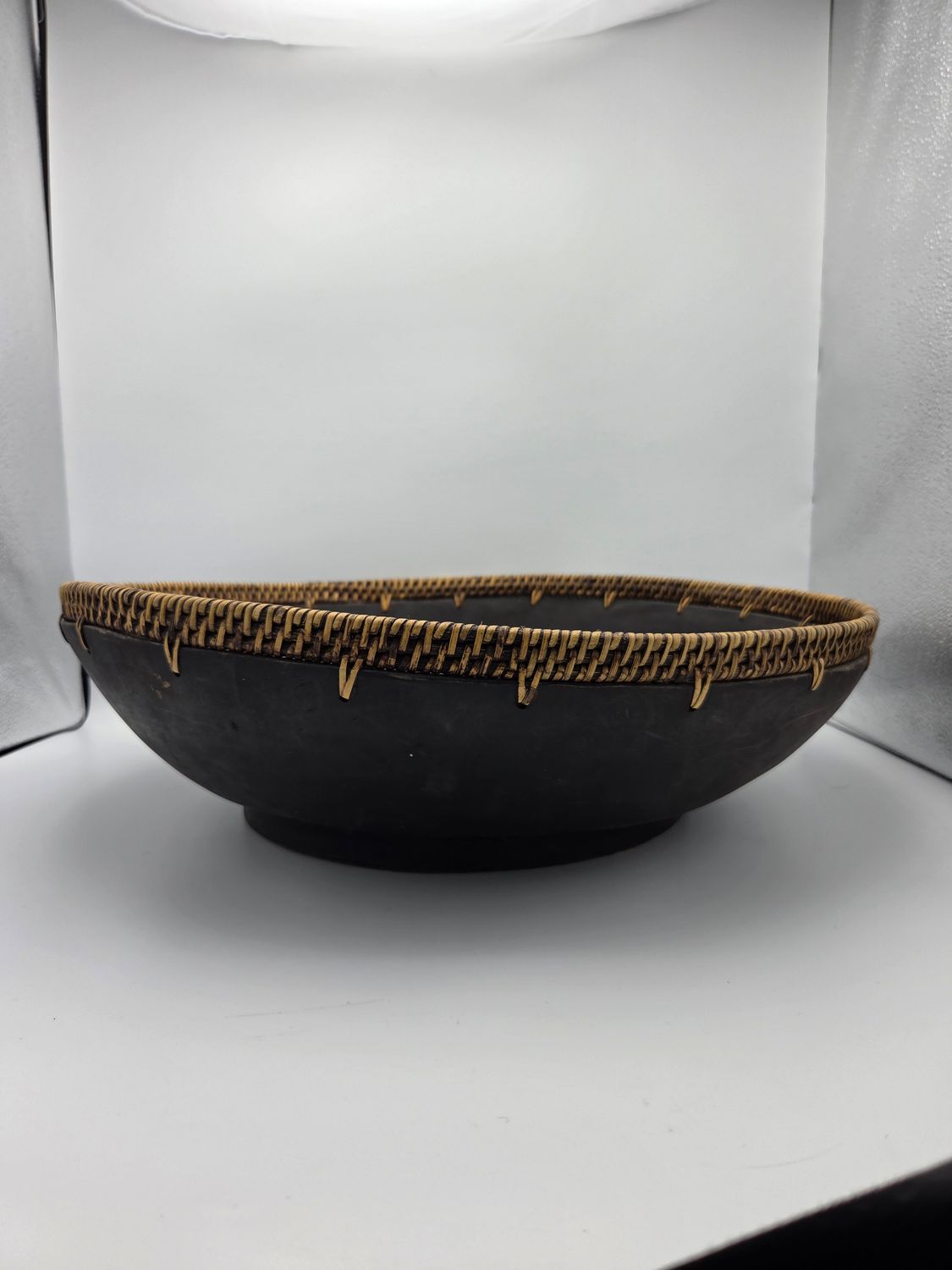 Hand-Carved Fiber Rim Wood Bowl