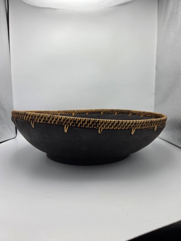 Hand-Carved Fiber Rim Wood Bowl