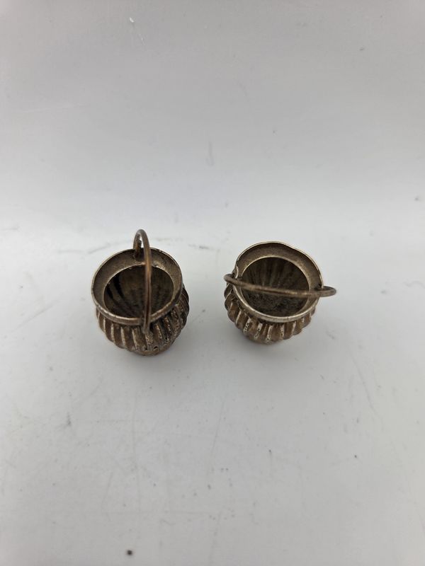 Pair Mini Ribbed Baskets with Handles