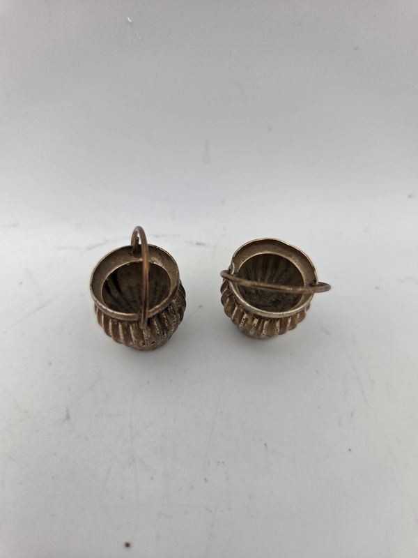 Pair Mini Ribbed Baskets with Handles