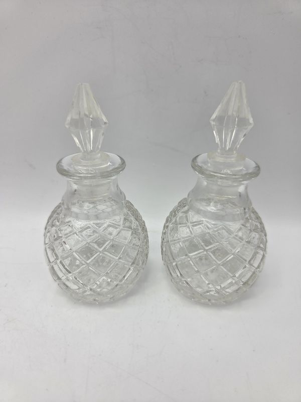 Pair of Vintage Pressed Glass Cruets