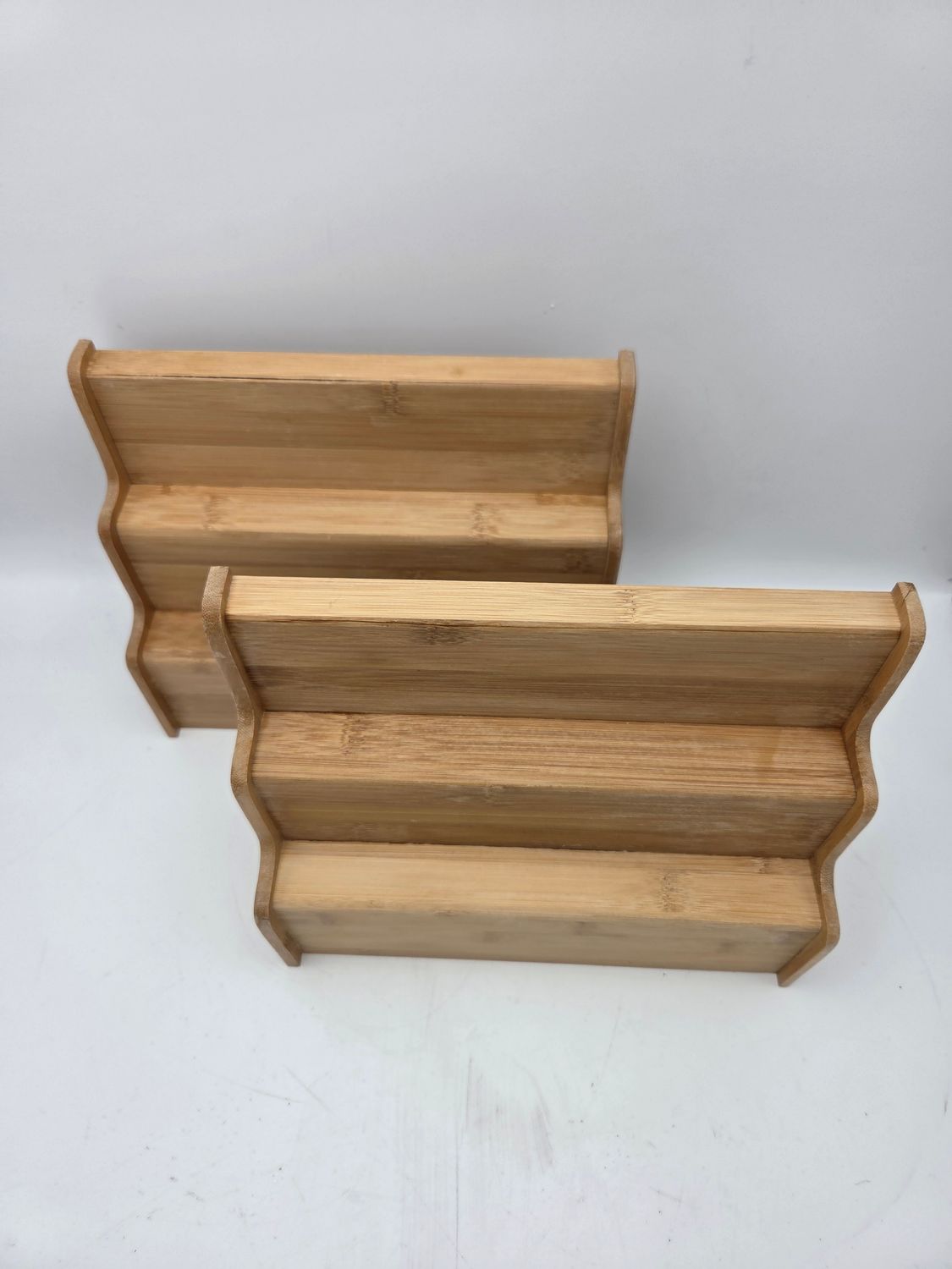 2 Bamboo 3-Tier Display Shelves