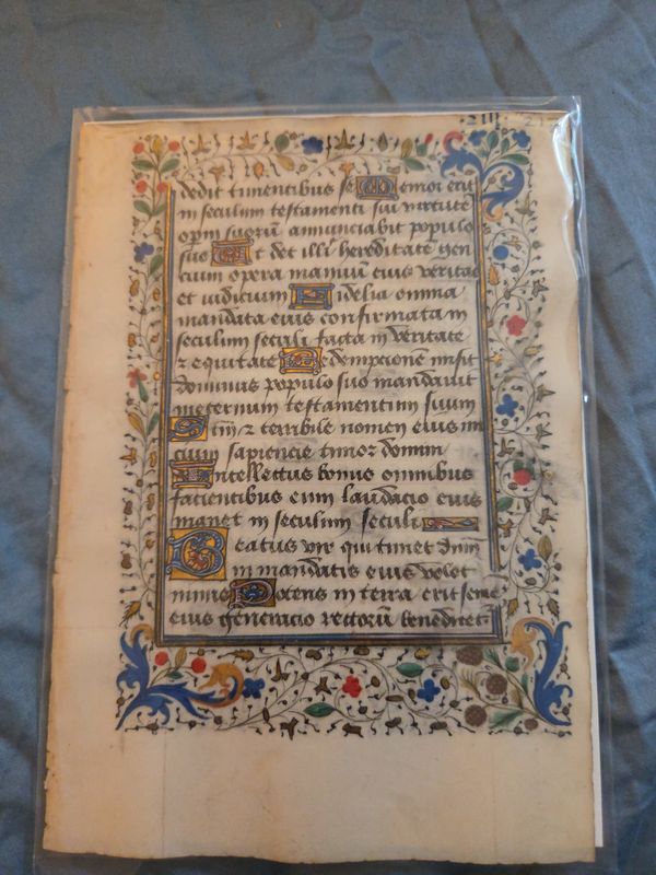 Bk of Hrs Manuscript Leaf 1450