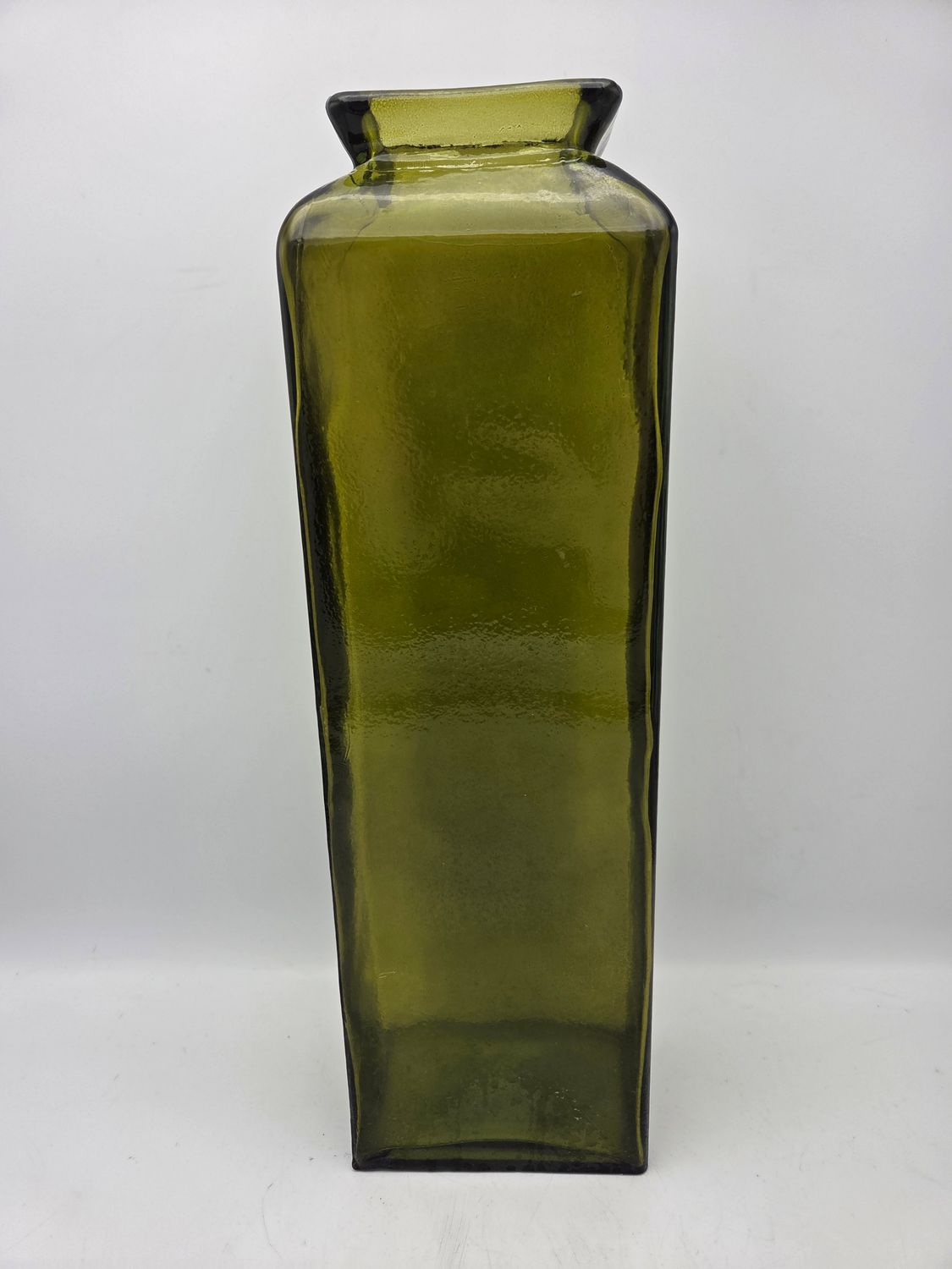 Olive Green Recy. Glass Rect. Vase