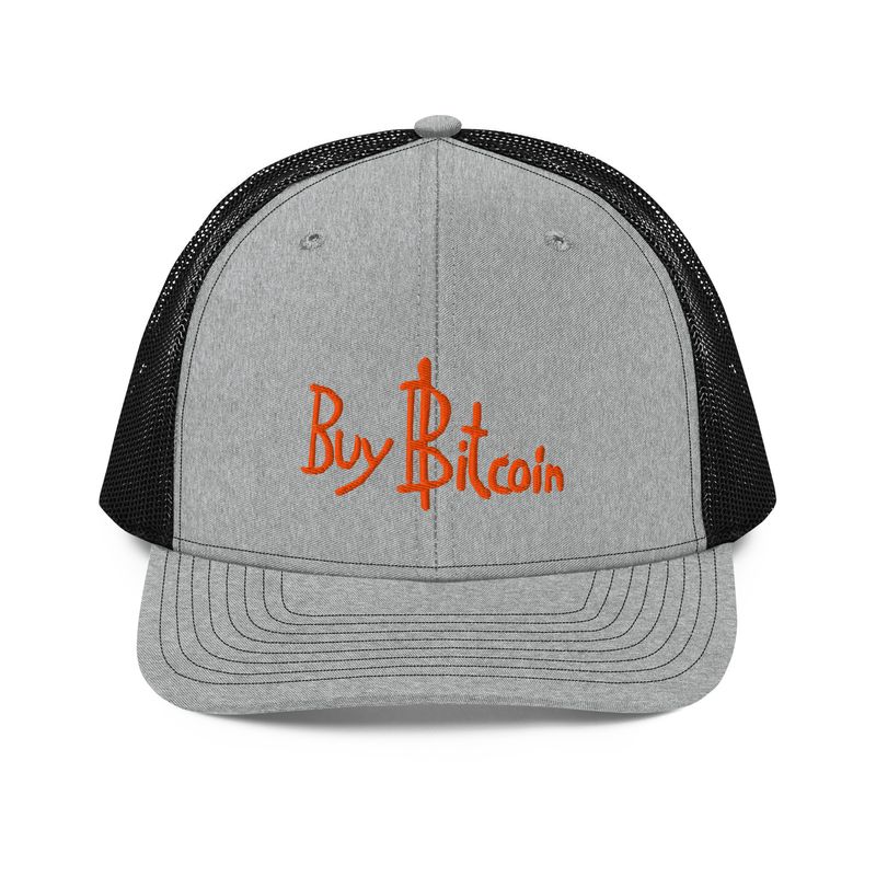 Trucker Cap - Orange &quot;Buy Bitcoin&quot; Embroidery