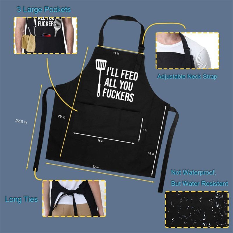 Amazon Explosions Apron Men&amp;#039;s And Women&amp;#039;s Couple Kitchen Barbecue Cross-border Foreign Trade LOGO Letter I &amp;#039;LL FEED