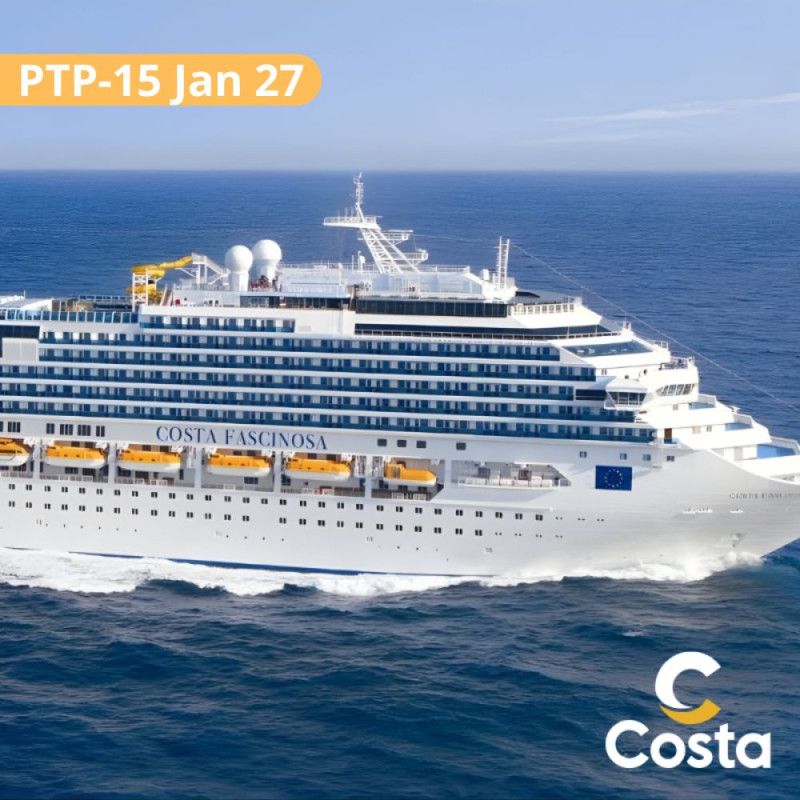 Départ PTP le 15 janvier 2027: Croisière 7 nuits pour 2 personnes - Costa FAVOLOSA