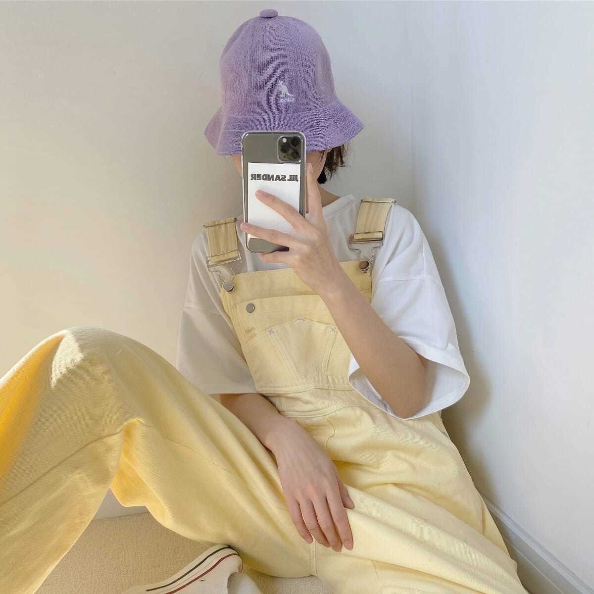 Cream Yellow Loose Denim Overalls