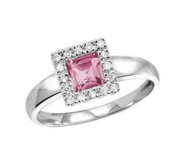 Pink quartz​and diamond Ring