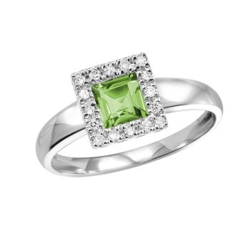 Bague péridot et diamants