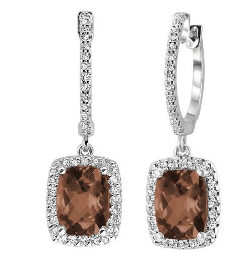 ​Boucle d'oreilles pendant quartz fume