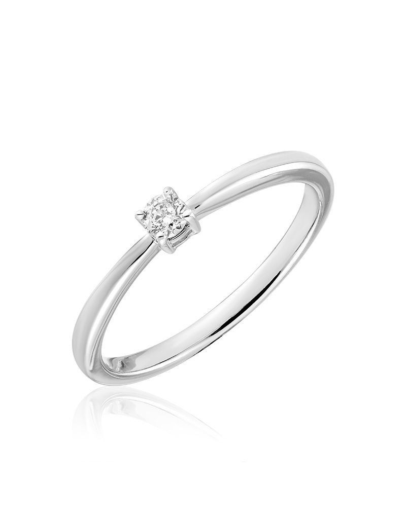 Bague solitaire diamants, Couleur: Blanc, Poids diamants: 0.10ct